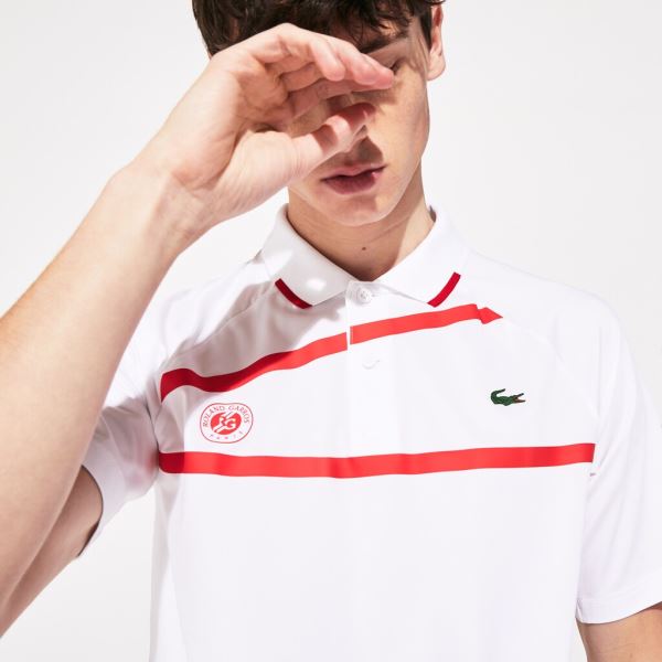 Lacoste SPORT Roland Garros x Novak Djokovic Polo Shirt Pánské - Polo Bílé / Červené | CZ-6xCcY6